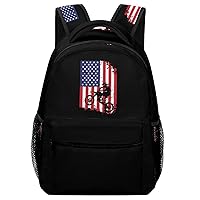 American Flag Motocross Dirtbike Laptop Backpack Lightweight Shoulder Bag Casual Daypack for Men Women