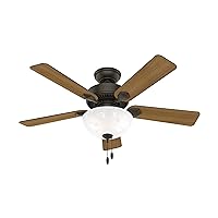 Hunter Fan Company Swanson 44-inch Indoor New Bronze Casual Ceiling Fan With Bright LED Light Kit, Pull Chains, and Reversible WhisperWind Motor Included