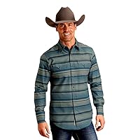Stetson Western Shirt Mens L/S Stripe M Brown 11-001-0476-0183 BR