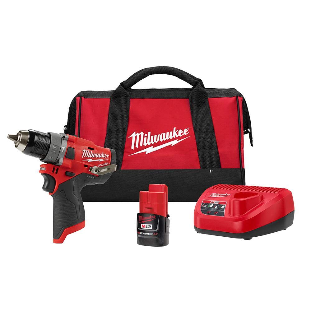 Milwaukee 2504-21 M12 FUEL CP Brushless Lithium-Ion 1/2 in. Cordless Hammer Drill Driver Kit (2 Ah)