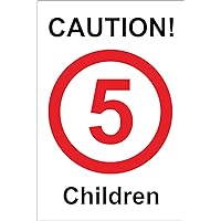 Sticker - Safety - Warning - Caution 5mph Children Sign 300mm x 200mm - KP-345