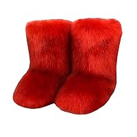 Girls Warm Winter Faux Fur Snow Boots Fuzzy Fluffy Furry Bootie