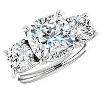 Moissanite Engagement Ring Set, 925 Sterling Silver, 2.0 CT Center Stone, Colorless VVS1
