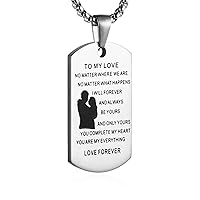 HZMAN Gifts for Boyfriend Girlfriend Husband and Wife Jewelry Stainless Steel Pendants Dog Tag Necklace