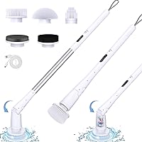 Electric Spin Scrubber, Vicmayun Cordless Shower Cleaning Brush with 5 Replacement Heads, 3 Adjustable Angle, Power Shower Scrubber with Extension Arm for Bathroom, Tub, Tile, Floor, Glass