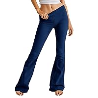 Women's Pull on Flare Jeans Ladies Elastic Skinny Flared Bootcut Denim Pant Jeggings Mid Waisted Bell Bottom Pants
