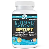Nordic Naturals Ultimate Omega-D3 Sport, Lemon - 60 Soft Gels - 1480 mg Omega-3 + 1000 IU Vitamin D3 - NSF Certified - Supports Muscle, Bones, Focus & Endurance - 30 Servings
