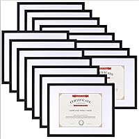8.5x11 Picture Frame Black 15 Pack, Display 8.5x11 Certificate with Mat or 11x14 Picture without Mat, Multi Award Diploma Document Frame for Wall or Tabletop