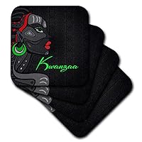 3dRose Kwanzaa In Black Red And Green With African American Woman Set Of 4 Ceramic Tile Coasters