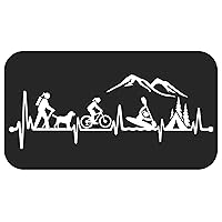 Hiker Girl with Dog Bicycle Cycling Kayak Camping Tent Heartbeat Decal Sticker for Car Window 12.0 Inch BG 620