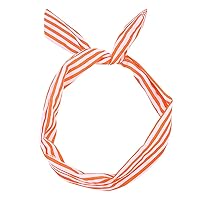 Women Twist Bow Wire Headbands Stripe Printed Wrap Hair Accessory Girls Hairbands (Orange)