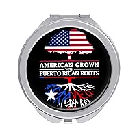 American Puerto Rico Flag Compact Mirror for Purse Round Portable Pocket Makeup Mirrors for Home Office Travel