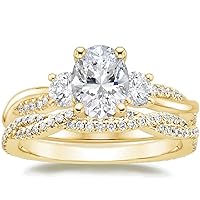 Petite Twisted Vine Moissanite Diamond Ring Set, 2 CT Oval Moissanite Engagement Ring Set, Wedding Ring Set, Bridal Ring, Promise/Anniversary Rings for Wife