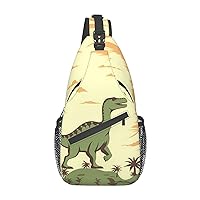 Dinosaur Print Cross Chest Bag Crossbody Backpack Sling Shoulder Bag Travel Hiking Daypack Cycling Bag
