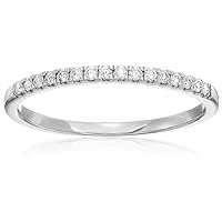 1/5 carat (ctw) Diamond Wedding Anniversary Band for Women, Half Eternity Round Diamond Engagement Ring 14K White Gold Prong Set 0.20 cttw, Size 4.5-10
