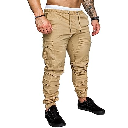 Men Casual Work Pants Solid 2024 Trendy Stretch Elastic Waist Trousers Outdoor Plus Size Pants