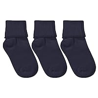 Jefferies Socks boys Girl's Seamless Cotton Turn Cuff Socks 3 Pair Pack