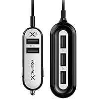 RapidX X5 5 USB Ports Car Charger 22.4A White