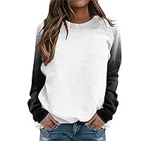 Light Zip Hoodie Tops Gradient Solid Print Sweatshirts Top Long Sleeve Color Block Pullover Cute Fall Jackets