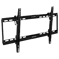 Mount-It! Slim Tilting TV Wall Mount | Low Profile Bracket for 32-65” TV | Universal VESA Compatibility up to 600 x 400mm | 130 Lbs Weight Capacity | Black