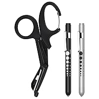 3-Pack Trauma Shears and Pen Light for Nurses, Medical Penlights with Pupil Gauge, Medical Bandage Scissors with Carabiner-7.5