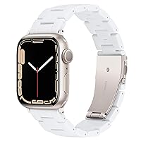 Light Apple Watch Band-Fashion Resin iWatch Bands Bracelet Compatible with Stainless Steel Buckle for Apple Watch Ultra 2 1 Series 9 Series 8 7 Series 6 Series SE Series 5 Series 4 Series 3 Series 2 1