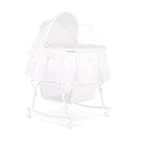 Lacy Portable 2-in-1 Bassinet & Cradle in White, Lightweight Baby Bassinet with Storage Basket, Adjustable and Removable Canopy