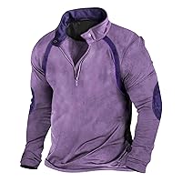 Mens Corduroypullover, Men'S Sweatshirts Vintage Ethnic Style 1/4 Button Up Stand Collar Tribal Country Pullover Loose Jacket Hoodie Men Fashion Cohart Clothing Pull Hoodie (L, Purple)