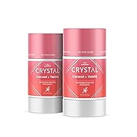 CRYSTAL Deodorant Magnesium Solid Stick Natural Deodorant, Non-Irritating Aluminum Free Deodorant, Safely and Effectively Fights Odor, Baking Soda Free, Coconut + Vanilla, 2.5 oz (Pack of 2), PINK