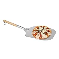Mind Reader Pizza Peel Aluminum Metal Pizza Paddle Spatula for Pizza Stone with Wooden Handle, Silver
