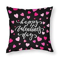 Decorative Throw Pillow Covers for Couch Happy Valentine_s Day Pink Heart Smooth Soft Comfortable Polyester Pillowcase Cushion Cover with Hidden Zipper for Wedding Couch Sofa Bedroom，18