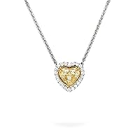 Yellow Diamond Heart Shape Necklace 4.75 carats GIA certificate Plat/18KYG