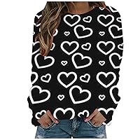 Sweatshirt for Women Valentine Letter Graphic Crewneck Tee Casual Date Plaid Shirts for Women