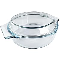 1.6 Quart (50 OZ) Glass Casserole Dish With Glass Lid, Easy Grab Covered Glass Microwavable Bowl Oven Safe, Round Glass Baking Dish for Oven