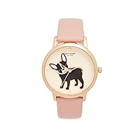 Kate Spade New York Women's Metro Quartz Stainless Steel and Leather Watch, Color: Rose Gold, Beige (Model: KSW1345)