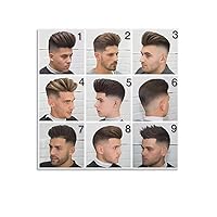 RCIDOS Men's Hair Guide Poster Hair Salon Poster Barber Posters (4) Canvas Painting Posters And Prints Wall Art Pictures for Living Room Bedroom Decor 16x16inch(40x40cm) Unframe-style