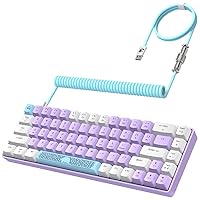 ZIYOU LANG RK-T8 Wired 65% Mechanical Gaming Keyboard with RGB LED Backlit Anti-ghosting TKL Mini 68 Key Custom Coiled C to A Cable Tactile Blue Switch for PS4 PS5 Xbox PC Mac Gamer(Lavender)