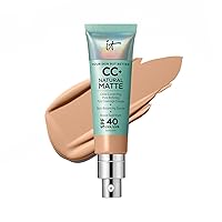 CC+ Cream Natural Matte Foundation with SPF 40 - Shine-Reducing & Long-Wear Full Coverage Foundation For Oily Skin - With Hyaluronic Acid - Fragrance Free & Non-Comedogenic - 1.08 fl oz