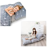 Toddler Nap Mat with Removable Pillow and Blanket & Floor Lounger Seats Cover and Pillow Cover, Grey Arrow