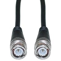 RG58/AU Coaxial Cable w/BNC Connectors, Black, BNC Male to Male, Copper Stranded Center Conductor, 50 Foot BNC Cable