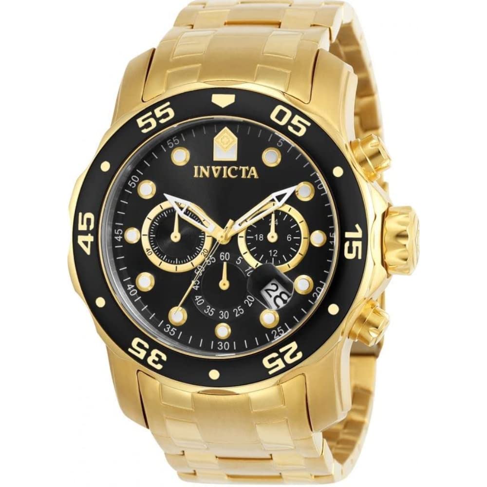 Invicta Men's Pro Diver Collection Chronograph 18k Gold-Plated Watch (Model: 0072, 21954, 21958)