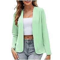 Women's Cropped Blazer Tops Casual Work Long Sleeve Jacket Lightweight Office Suit Coat Classy Trendy Cardigans