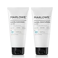 MARLOWE. No. 121 Men's Facial Cleanser and MARLOWE. No. 123 Men's Facial Moisturizer |Daily Face Wash and Lightweight Face Cream | Light Fresh Scent | Natural Ingredients
