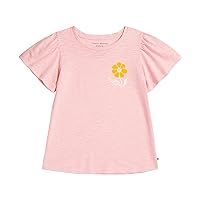 Girls' Short Graphic T-Shirt, Cotton Tee with Flutter Sleeves & Tie Dye Design