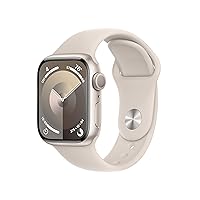 Apple Watch Series 9 [GPS 41mm] Smartwatch with Starlight Aluminum Case with Starlight Sport Band M/L. Fitness Tracker, Blood Oxygen & ECG Apps, Always-On Retina Display