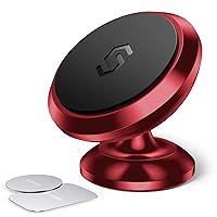Magnetic Phone Car Mount, Syncwire Car Phone Holder for Dashboard, Cell Phone Car Kits, 360° Adjustable Magnet Cell Phone Mount Compatible with iPhone, Samsung, LG, GPS, Mini Tablet - Red