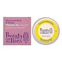 Eco Friendly Moroccan Mud & Honey SHAMPOO BAR & Real Beer Conditioner Bar Set - 100% Natural & Organic Ingredients for Normal - Dry or Curly Hair - Sulfate & Paraben Free