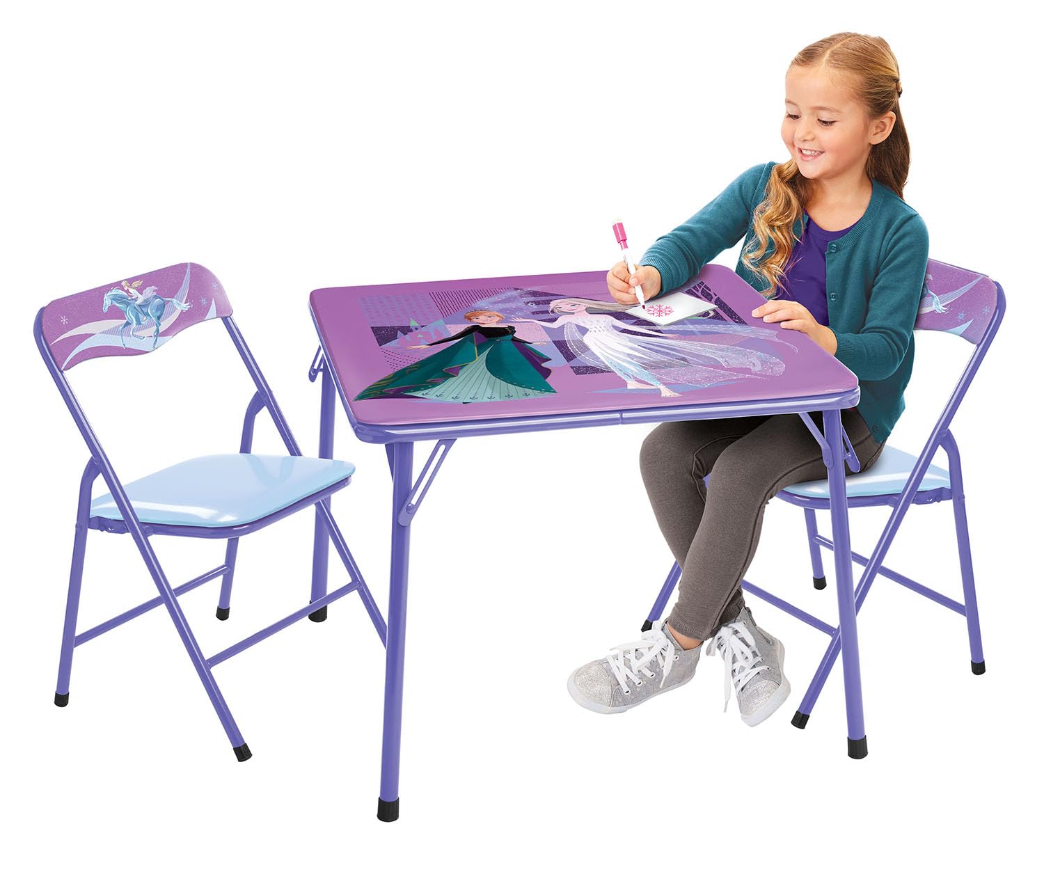 Disney Frozen Kids Folding Table & Chairs Set for Kid and Toddler 36 Months Up to 7 Years, Includes: 1 Table (36