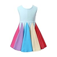 Toddler Kids Baby Girls Princess Dress Sleeveless Rainbow Sundress Summer Sweet Stitching Ruffle Dress 12M-5T