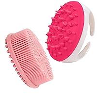 Anti Cellulite Massager and Silicone Scrubber Bundle, The Silicone Scrubber provides the best Shower Experience & Anti Cellulite Massager can be used before or after a shower to treat cellulite (Pink)